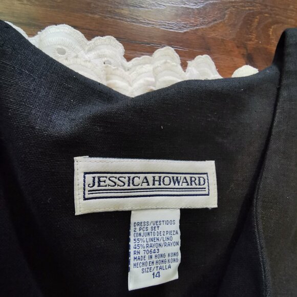 VINTAGE Jessica Howard Size 14- 2 Piece Tunic Maxi 90's Dress Linen blend 0158 - Picture 7 of 12